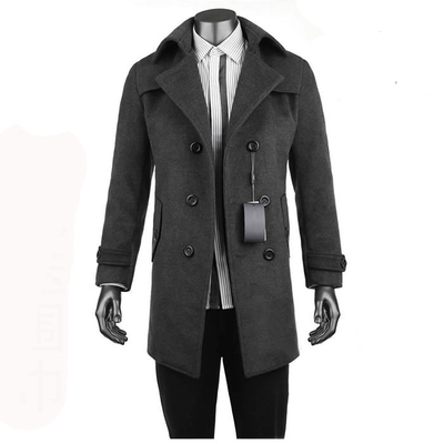 【天天特价】冬男士风衣修身型外套中长款韩版英伦加厚羊毛呢大衣