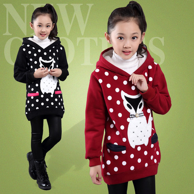童装女童冬装2015新款儿童卫衣套头加绒加厚长袖上衣外套秋装9626
