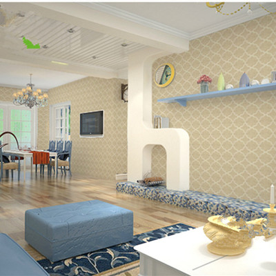 现代简约素色地中海风墙布 卧室客厅菱形格子壁布防水防污墙纸布