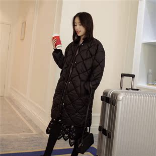 2015冬款新款韩版中长款面包棉衣女百搭菱格加厚保暖棉服外套棉袄