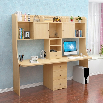 特价实木电脑桌松木电脑桌儿童双人电脑桌书架书柜组合书桌定做