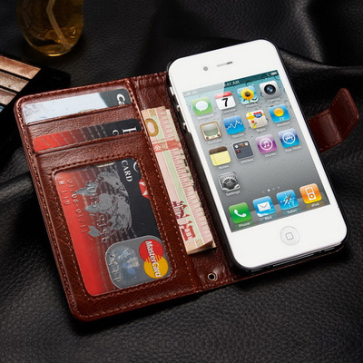 iPhone4s手机皮套 新款正品苹果4配件真皮套男女款翻盖保护壳外套