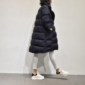2016年大码冬装新款韩版宽松过膝长款保暖加厚双排扣羽绒服女外套