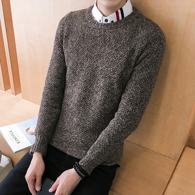 秋季男士毛衣韩版圆领套头针织衫薄毛衫长袖线衣冬季男装学生外套