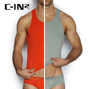 C-IN22015新品男士运动健身打底汗背心 纯色简约两件装