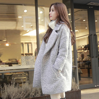 2015秋冬新款韩版修身加厚毛呢外套女茧型显瘦中长款羊毛呢子大衣