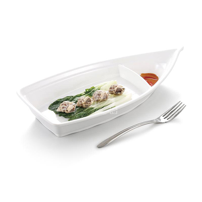 仿瓷餐具料理船型盘甜品色拉水果捞盘船型特色沙拉盘白色个性长盘