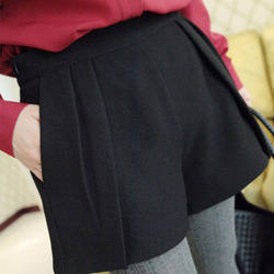 蘑菇街美丽说2015韩版秋新款女装 加厚西装面料褶皱显瘦百搭短裤