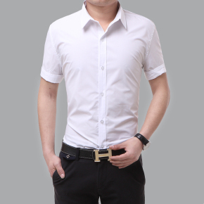 夏季新款韩版休身男士短袖衬衫商务休闲职业正装高档半袖衬衣免烫