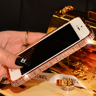 iPhone6plus水钻手机壳苹果5s镶钻石金属边框手机套6S奢华4.7蛇扣
