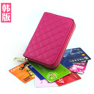 新款包邮韩国格子拉链卡包女式多卡位经典时尚卡片包防磁银行卡套