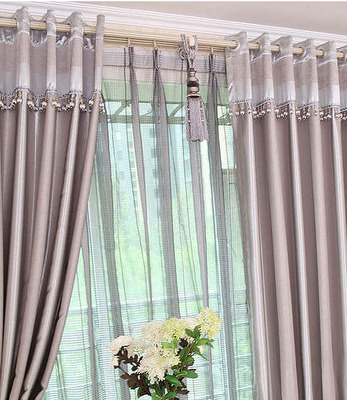 阳离子条纹遮光窗帘布料加厚隔热/成品定制遮阳挂钩窗帘客厅卧室