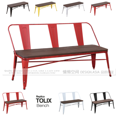 Tolix Bench Chair法式靠背餐椅Loft咖啡椅复古长椅工业实木长凳