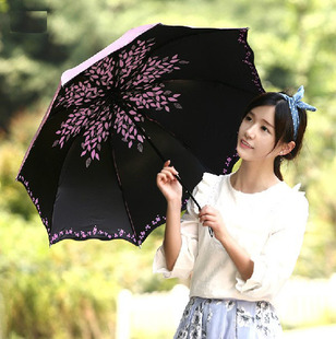 韩国创意折叠两用晴雨伞女黑胶防晒紫外线太阳伞学生小清新三折伞