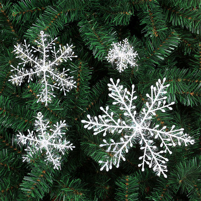 荣耀 圣诞节10cm雪花片绕线雪花串装饰用品橱窗玻璃贴装饰布置