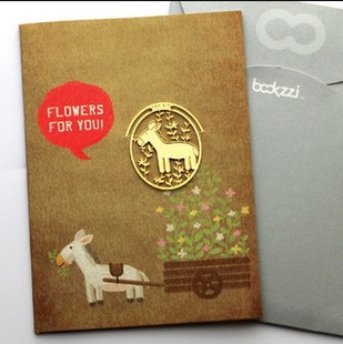 中国风礼物卡通黄铜金属书签小驴动物创意精美可爱镂空文具用品签