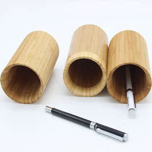 时尚创意韩国笔筒办公摆设用品实木竹制圆形文具笔筒多功能复古桶