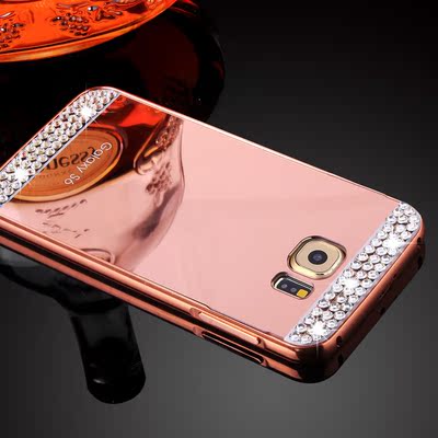三星SamsungS6 S6edge铝合金边框镜面后盖手机壳镜保护套水钻镜面