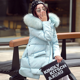 2015冬装新款韩版棉衣女中长款加厚棉袄A字型大毛领连帽女士棉服