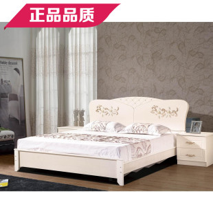 简约板式床现代卧室套房床烤漆1.5/1.8米双人床三件套特价包邮