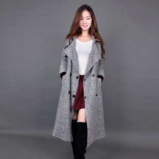 毛呢外套女 2015秋冬新款韩版修身时尚长款风衣中长款妮子大衣女