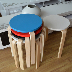 特价实木小圆凳子家用餐板凳彩色非塑料宜家简约时尚餐椅创意出口