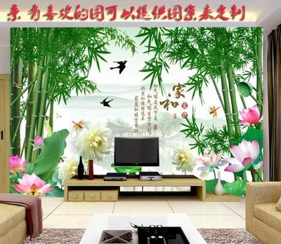 大型壁画电视背景墙客厅3D立体竹林山水个性壁纸卧室竹子墙纸家和