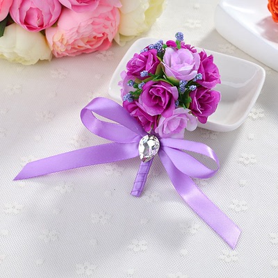韩式DIY 结婚新郎新娘婚礼胸花 个性兄弟襟花 创意玫瑰花手腕花