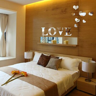 2014最新款镜面墙贴LOVE爱心客厅卧室居室墙贴空间装饰居家