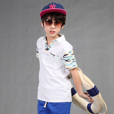 2015夏季新款男童短袖T恤韩版童装中大童纯棉polo衫儿童翻领体恤