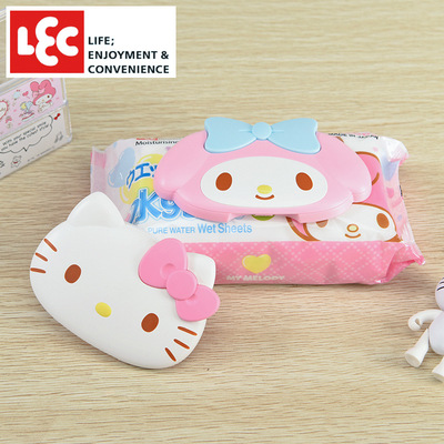 日本LEC HelloKitty超强粘贴力湿纸巾盖防尘反复使用盖子防干燥