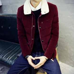 冬装青年潮韩版男士修身休闲时尚短款毛领羽绒服冬季男装外套潮流