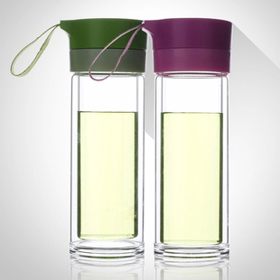 定制双层玻璃杯印字 透明玻璃水杯定做印logo 广告礼品杯批发订做