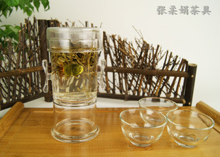 耐热玻璃功夫茶具大号双耳内胆壶 花茶绿茶泡茶器三件套特价