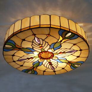 欧式地中海吸顶灯 帝凡尼卧室灯 玻璃田园灯 餐厅灯客厅灯具 圆形