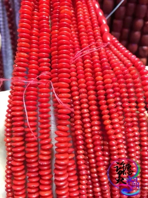 天然精品红色珊瑚盘珠圆珠散珠半成品长链DIY项链手链材料配饰