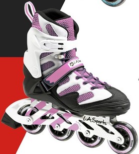正品L.ASPORTS洛城极限12345BL成人休闲鞋直排轮轮滑鞋溜冰鞋粉红