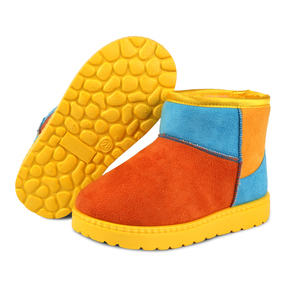 2015冬季新款儿童雪地靴 男童女童拼色靴子 保暖时尚潮童短靴