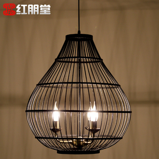 新中式吊灯东南亚日式餐厅客厅卧室灯具创意过道阳台手工竹艺吊灯
