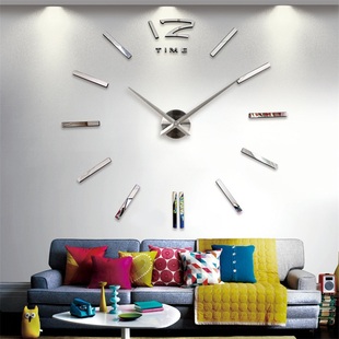 亚克力镜面装饰钟表 客厅电视沙发背景大型欧式简约时尚立体挂钟