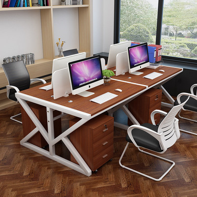现代四人办公桌单双人工作位桌职员电脑桌椅组合多人简约屏风卡座