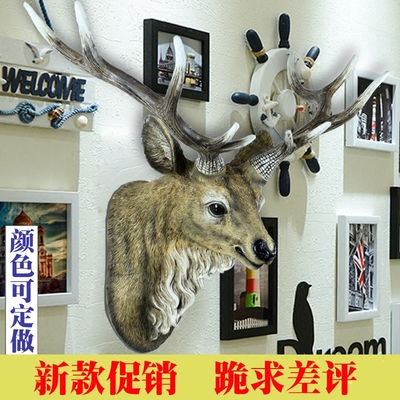 欧式仿真鹿头壁挂动物头美式壁饰复古墙面挂件客厅玄关墙上装饰品