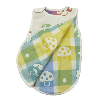 包邮新生儿蘑菇睡袋六层提花宝宝纱布睡袋防踢被婴儿童睡袋童被0-