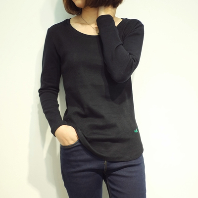 韩版女士刺绣中长款打底衫秋冬女衫长袖2015新款短款圆领T恤潮