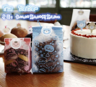 烘焙包装 蓝色RuRu粉色ToTo DIY饼干袋子/西点袋平口袋 批发50枚