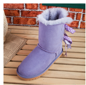 2014新款羊皮毛一体78纪念款蝴蝶结雪地靴 中筒防水系带女靴子