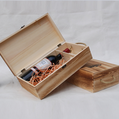 红酒盒木盒子高档红酒包装礼盒葡萄酒红酒礼盒 烤色双支酒盒
