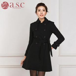 艾尚臣2015冬季新款韩版时尚女装毛呢大衣中长款修身加厚呢子外套