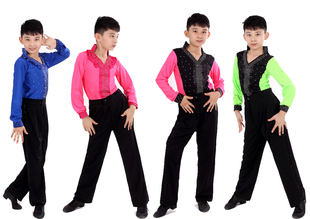 儿童拉丁舞蹈服装幼儿练功服表演出服少儿男童拉丁舞服装套装夏季