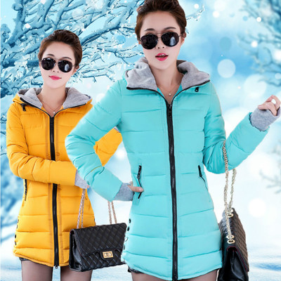 2015冬装羽绒棉衣女中长款修身韩版学生大码显瘦加厚棉服外套潮